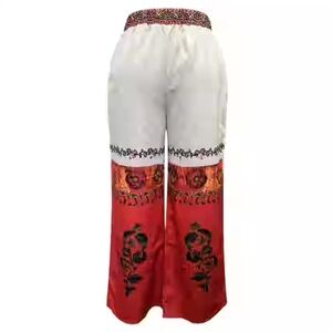 Women's Red and White Patterned Pants